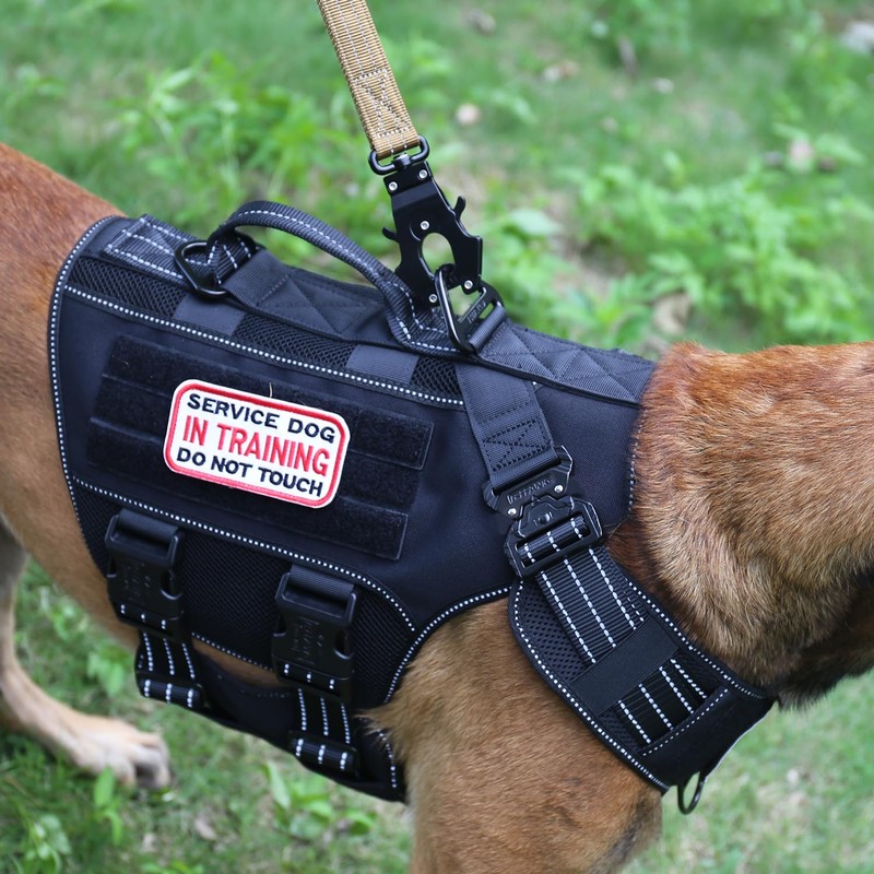 ICEFANG Tactical Mesh Dog Harness for Large Dogs,Reflective Dog Molle