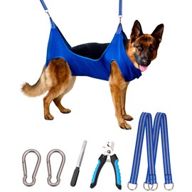 Kkiimatt Dog Pet Grooming Hammock, Dog Hanging Harness for Nail Clipping, Dog Nail Trimming Cutting Hammock, Dog Grooming Sling Holder for Dogs with Wide Strap Sewed (Max 105LB / XX-Large+)
