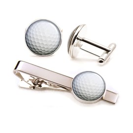 SharedImagination Golf Tie Clip, Golfball Cufflinks, PGA Tour Cuff Links, Sports Jewelry, Birthday Gifts