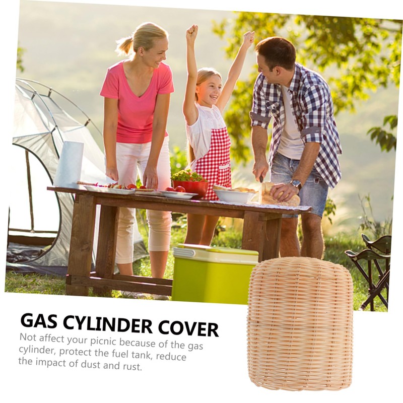 SUPVOX Rattan Gas Canister Cover Outdoor Camping Protector for Flat