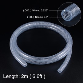 sourcing map Braided Reinforced PVC Tubing 12mm ID 2m Transparent High Pressure for Water Hose