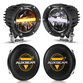 AUXBEAM 4" 110W 11000LM OFFROAD LED DRIVING LIGHTS COMBO + AMBER DRL + COVER
