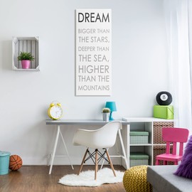 Stupell Industries Dream Bigger Than The Stars Motivational Kids Phrase, Designed by Anna Quach Canvas Wall Art, 20 x 48, Grey