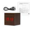 ThreeH Digital Alarm Clock,Wood LED Light Mini Cube Desk Alarm