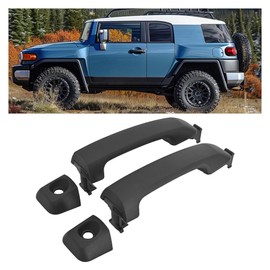 KUAFU Front Driver and Passenger Side Exterior Door Handle Compatible with 2007-2014 Toyota FJ Cruiser 2007-2021 Toyota Tundra Replacement for 69210-0C010 69217-0C010 Black Plastic