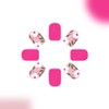 Square Press on Nails Short Pink Flowers Fake Nails Floral