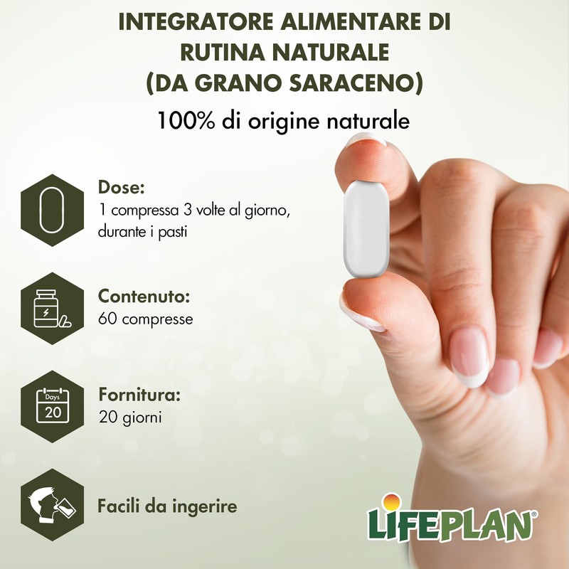 LIFEPLAN Rutina da Grano Saraceno, Integratore Microcircolo naturale per Circolazione