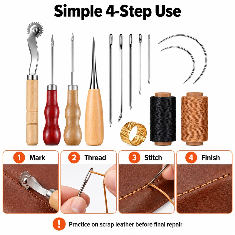 Leather Sewing Kit for Upholstery Repair – Waxed Thread &