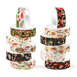 ǎasenotek - Juego de 12 rollos de cinta washi de acuarela, elfo, hongo, cinta washi, clásico, cinta decorativa, cinta decorativa, manualidades, decoración para envolver regalos