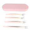 4pcs Eyelash Tweezers Set Stainless Steel False Eyelash Extension Tweezers