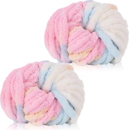 Chenille Wool for Crochet, Chunky Yarn 250 g x 2, Wool for Knitting, Crochet Yarn for Bags, Thick Textile Yarn, Chunky Yarn for Cat Bed, Dolls, Blankets, Cushions, Bags and Rugs