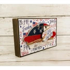 Agape Gifts Designs AGD Patriotic Decor- God Bless America Apple-PIe Wood Block Sign