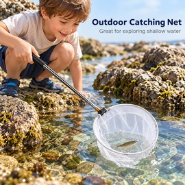 Retractable Hand Net for Insects & Small Fish – Folding Stainless Steel Small-Mesh Net for Beach & Outdoor Use