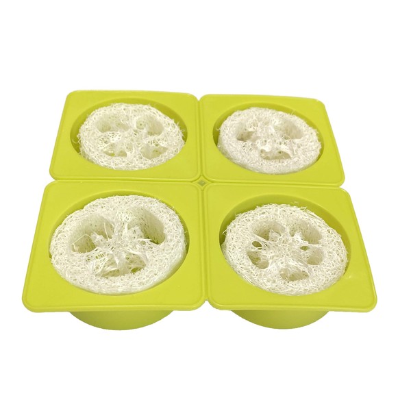 Natural Loofah Soap Making Kit Mold Includes 4pcs 1" Loofah Slices Cuts and Round Silicone Soap Mold