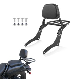 PIKPOP Motorcycle Detachable Sissy Bar Rear Passenger Backrest with Rear Luggage Rack Compatible with Honda CMX300 Rebel 300 CMX500 Rebel 500 2017-2025