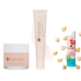 Hanalei Set Completo Para El Cuidado De Los Labios Exfoliante Labial De Azúcar, Tratamiento Labial Con Aceite De Kukui Y Bálsamo Labial De Vainilla.
