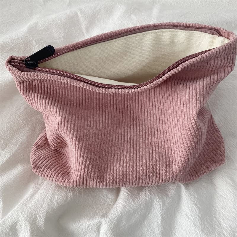 PAZIMIIK Makeup Bag Large Zipper Corduroy Make Up Pouch for