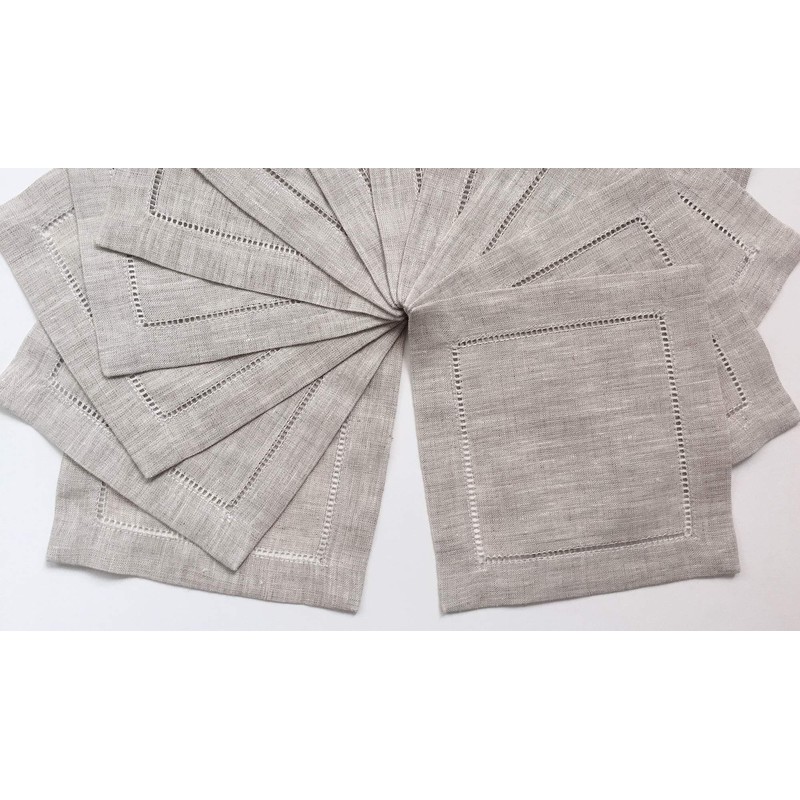 Servilletas de cóctel de lino natural, 1 docena de 6