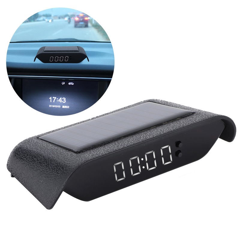 Car Digital Clock Auto Truck Solar Powered Time Date Temperature
