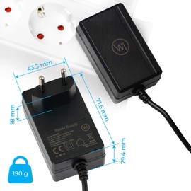 Wicked Chili 2.5 A - 300 cm Power Supply Extra Long Compatible with AVM Fritz!Box 7590AX and Fritz Repeater 6000 Replaces Original 12 V Charging Cable 311P0W134, 311P0W135, 311P0W165, 311P0W185