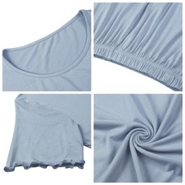 Joyaria Capri Pajamas for Women Set Bamboo Viscose Pjs Ruffle Short Sleeve Sleepwear(Dusty Blue, Large)