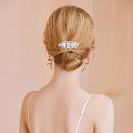 Peine de pelo de boda de cristal para mujer, peine de pelo para novia, pasador de diamantes de imitación, flor perla, tocado de boda, accesorios para el cabello Art Deco plateado