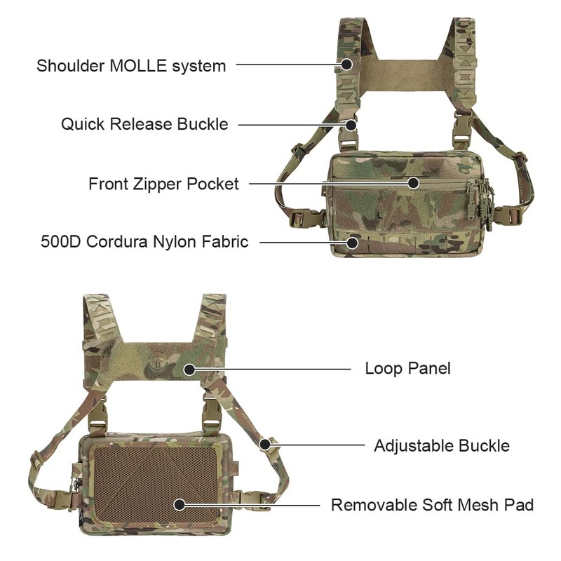 TOPTACPRO Tactical Chest Pack Recon Kit Bag Multi-Function Tool Pouch