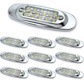 MARUHADO Side Markers, LED, 24 V, 12 V, Truck Highlights, Corner Markers, High Brightness, Super Light, Shoulder Light, Car Width Light, Decorator/Trailer, White, 10 Pcs