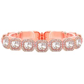 Apzzic 12mm Iced Out Square Tennis Chain Micro Pave Cubic Zircon 1 Row Diamond Cuban Link Bracelet Hip Hop Jewelry for Men Women Rose Gold 8inch