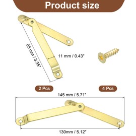 sourcing map 2Pcs 5.71"x0.43" Folding Support Lid Hinges, Right Side Lift Up Lid Stay Hinge, 180 Degree Rotatable Metal Retro Hinges with Screws for Wooden Cases Boxes Trunk Chest, Copper