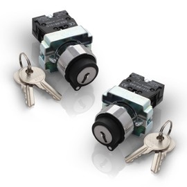 Shopcorp - 2 Position Maintained Selector Rotary Key Switch - Self-Lock Switch, 22mm Mounting Hole Size, 1NO Control Function, 415V Voltage and 10A Contact Current - XB2-BG21 Model (2 Pack)