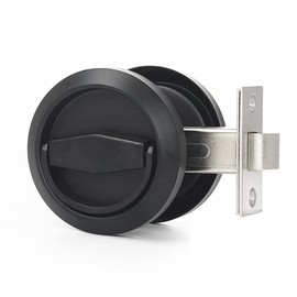 NAIERDI Black Privacy Pocket Door Pull with Lock Sliding Door Lock 304 Stainless Steel Door Knobs Pantry Door Handle Pocket Door Hardware