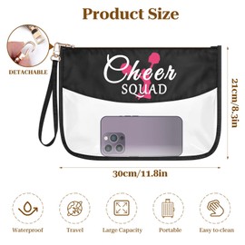 Cheer Team Gifts Makeup Bag Cheerleading Gifts for Girls Women Zipper Toiletry Pouch Cheerleader Cheer Coach Gift Birthday Christmas Graduation Gifts for Cheer Sister Friends PVC Clear Cosmetic Bag