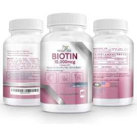 Herba Heal Cápsulas Biotina 10000mcg Para Cabello Piel Uñas