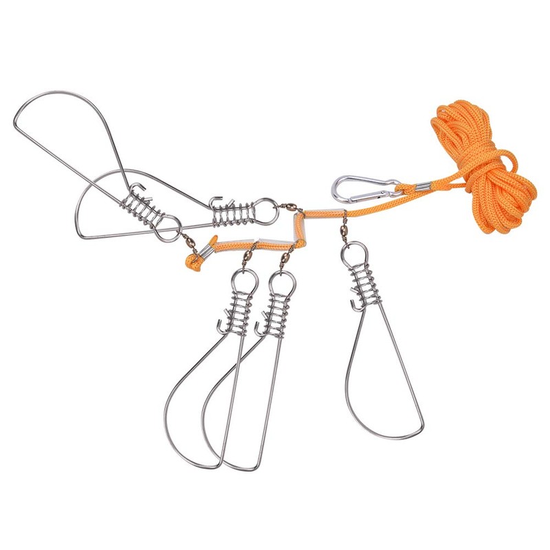 Fish Stringer Heavy Duty, Stainless Steel Spring Buckle Fishing Stringer
