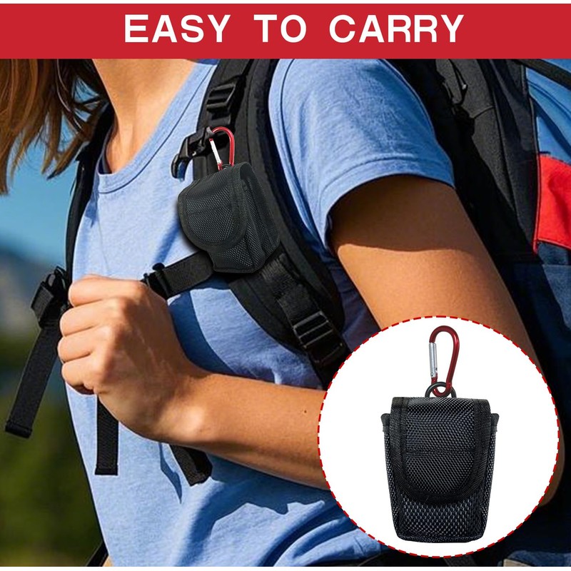 TINNALART Fingertip Pulse Oximeter Case with Carabiner, Black Nylon Carrying