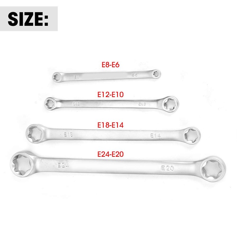 Double End Wrench Set,4Pcs Set E8 E24 Hex Wrench Double