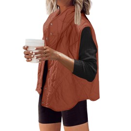 SENSERISE Womens Puffer Vest Quilted Vests Oversized Lightweight Outerwear Padded Jacket Winter Fall Outfits(Dusty Orange,XL)