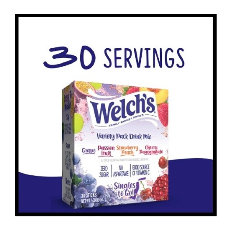 Welch's Drink Mix Variety Pack Zero Sugar 30 Sticks