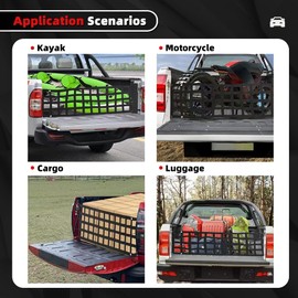 KARTONMOTOR Tailgate Net for Pickup Truck Bed, 60"* 18" Heavy Duty Tailgate Cargo Netting for Full Size Trucks, Easy-to-use Truck Bed Net for Ford, Dodge Ram, Tacoma Chevy/GMC Jeep (Blue)