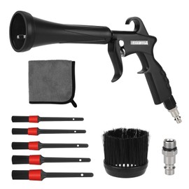 MYPIN Car Cleaning Gun, 8-12Bar Dry Blow Gun, High Pressure Compressed Air Blow Gun, Interior Car Cleaning with 2 Nozzles, 5 Brushers for Vehicle Car Carpet Dashboard Seat Upholstery