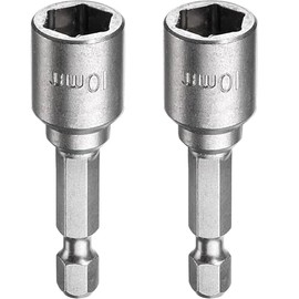 (Pack of 2) 25/64" (10 mm) Magnetic Socket Hex Drill Bit Adapter Hex Socket for Drill or Cordless Screwdriver Chrome Vanadium Steel