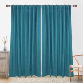 Linen Clubs GFI Cotton Curtains,Teal 84 inch,tab top Curtains,Livingroom Curtains, 2 Panel Sets 50x84 inch,Bathroom Window Curtains,tealpanel Curtains