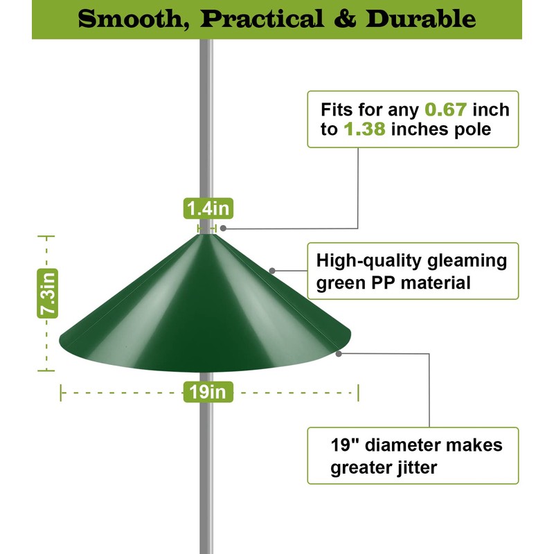 Ansionsol 19 Inch Wide Squirrel Baffle for Bird Feeder Pole,