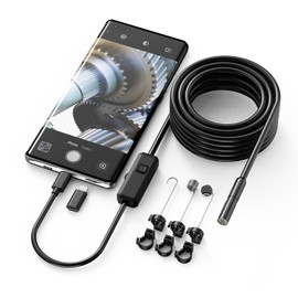 1920P HD 9.8FT Endoscope Camera with Light, Borescope with 8 Adjustable LED Lights, USB Type C, Inspection Camera with Semi-Rigid Snake Cable for Android