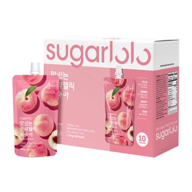 Sugarlolo Konjac Sweet Peach Jelly Snack - 5.29 Oz (150g) | 10 Pack | Only 4 Calories per Pouch | Vegan Jello with Zero Sugar | Low Calorie Korean Snacks