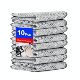 UFOGIFF Multipurpose Wire Dishwashing Rag,Non Scratch Wire Dishcloth, Reusable Steel Wool Scrubber,Non-Scratch&Quick-Drying&Odor-Resistant Multi-Purpose for Kitchen,Bathroom Cleaning (10)