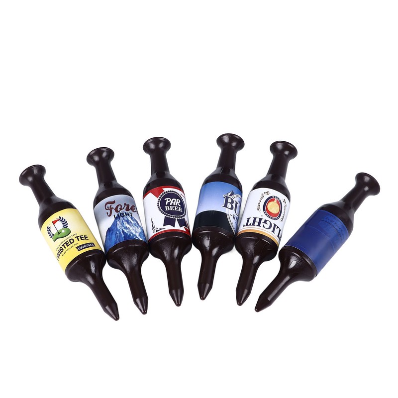6PCS Mini Beer Bottle Golf Tees Plastic Funny Golfing Tees