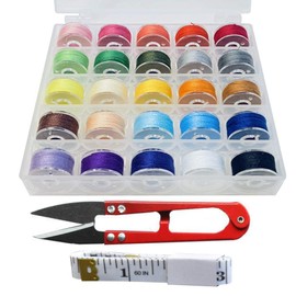 HappyHome Sewing Thread Set, #60, 25 Colors, For Normal Terrain, Sewing Thread, Bobbin Thread, Scissors, Includes Measure, Sewing and Handicrafts