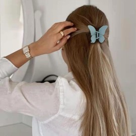 Ypkia 4 Stück Schmetterling Haarklammer Mittelgröß Matte Haarspangen Damen Haarklaue Rutschfeste Haarclips Für Frauen Mädchen Dickes Dünnes Haar (Lichtfarbe)